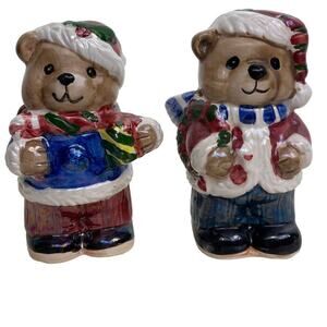 GKAO 2" Christmas Santa Buddy Bears Collectors Salt & Pepper Shakers